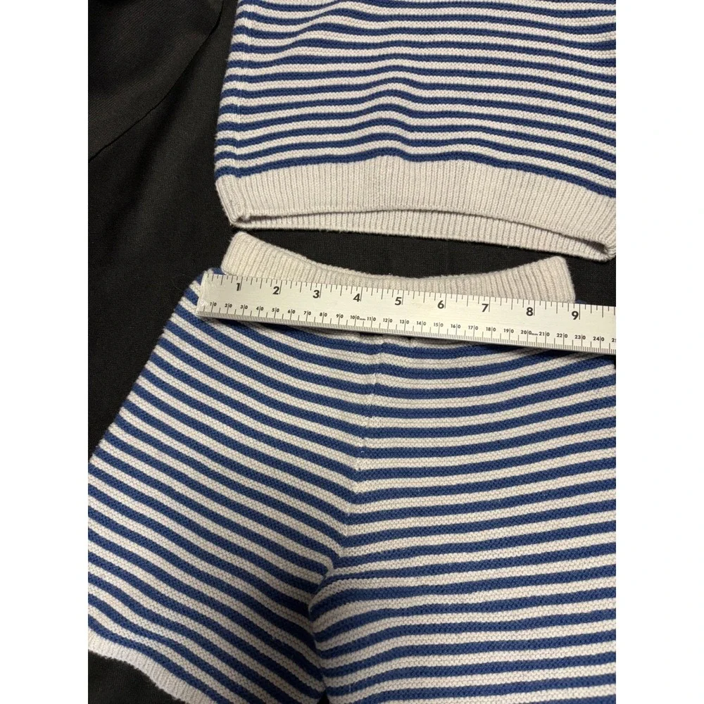 Cat & Jack Girls Blue Light Gray Striped Knit Tank Shorts 2 Piece Set 5T
